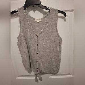 3/$15 Pink Rose Medium Gray‎ Buttoned Tie Front Vest